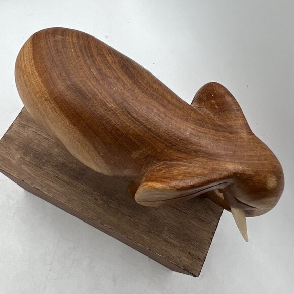 Teak Wood Sculpture of a Left-Facing Elephant from Thailand, "Go For a Walk" - Picture 4 of 13